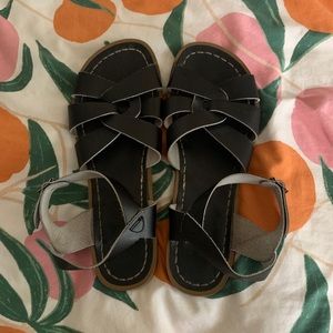 black salt water sandals